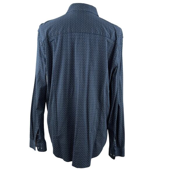 Butter cloth Men's XL Regular Fit Blue Geo Print Cotton Button Down Shirt - Picture 3 of 9